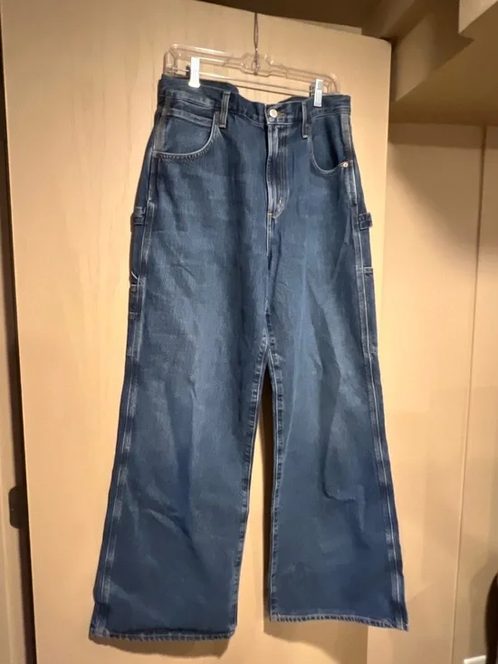 Agolde Dark Blue Wide-Leg Utility Jeans - Picture 4 of 10